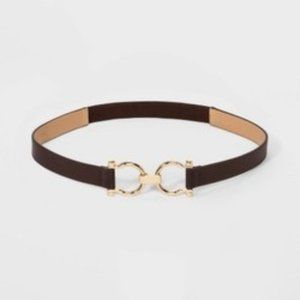 Women's Horse Shoe Buckle Belt - A New Day Brown S